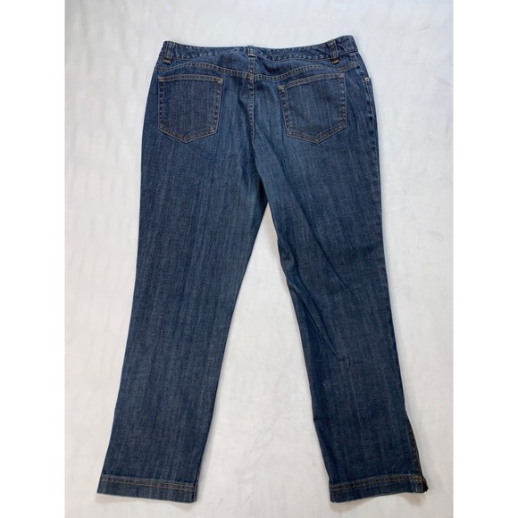 Eddie Bauer Jeans Womens Size 12 Blue Denim Zip Ankle Straight Leg Pants Stretch - Picture 3 of 8